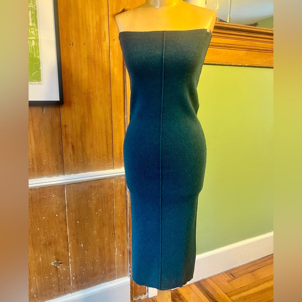 Extreme Cashmere deep teal tube dress or fold-over skirt, worn once OS